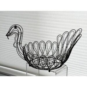 Turkey Shaped Black Metal Wire Basket Fruit Egg Bread Serving Table Décor